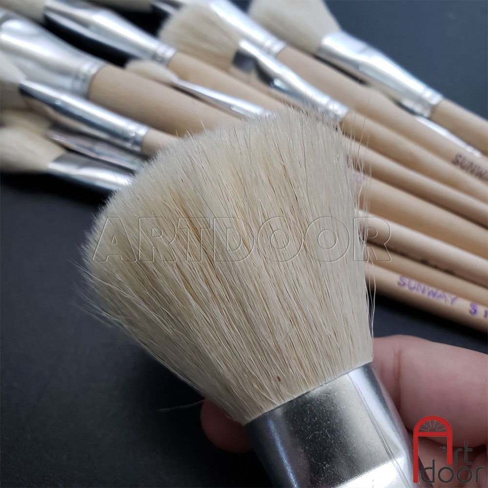 Cọ vẽ Tán màu SUNWAY lông Thỏ Mix xù mềm tô màu Nước, Acrylic, Gouache