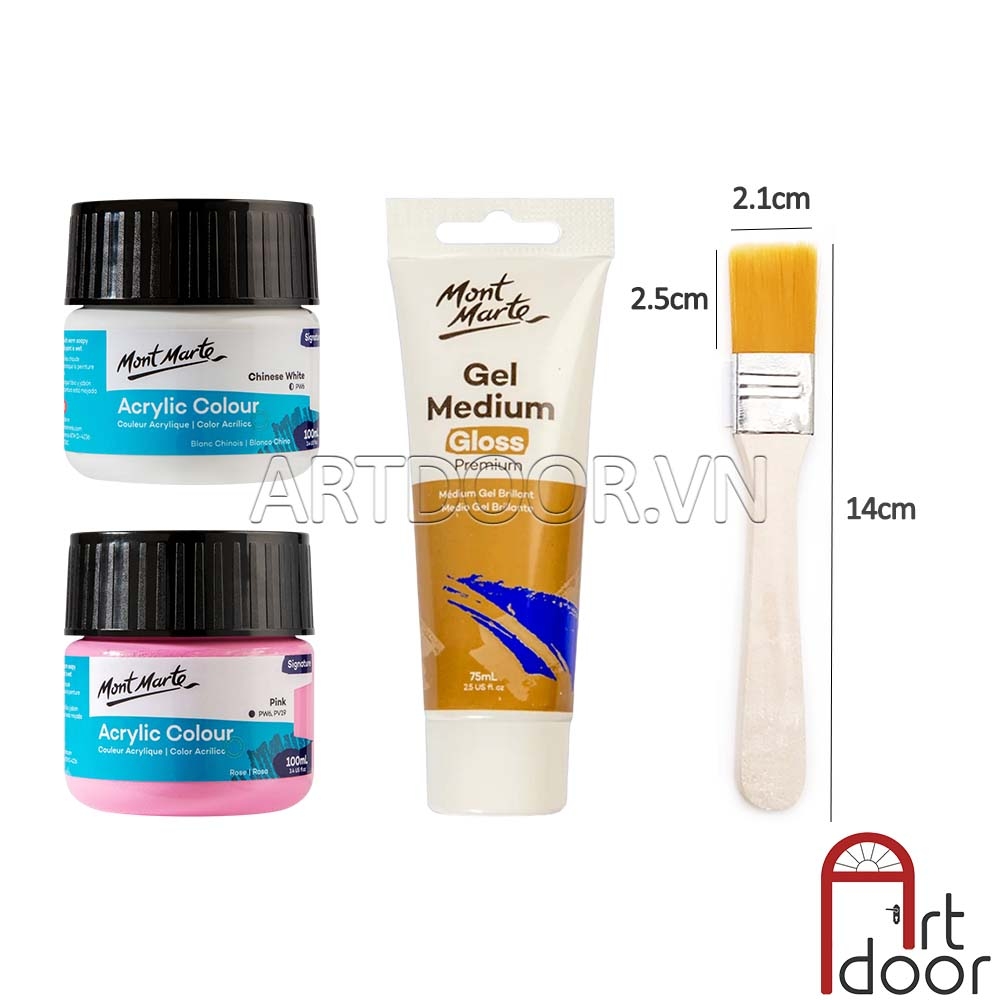 Combo vẽ áo tạo dấu ôm, dấu tay màu Acrylic MONT MARTE lâu phai (4 món) custom áo, vải, canvas