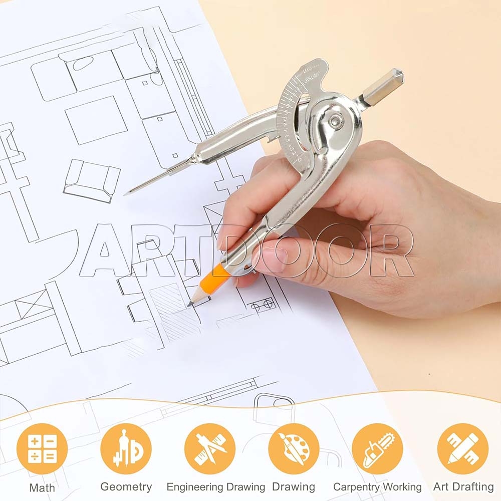 Compa vẽ kỹ thuật có thước gắn kèm dễ sử dụng