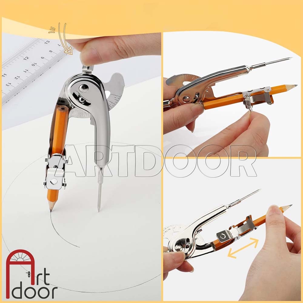 Compa vẽ kỹ thuật có thước gắn kèm dễ sử dụng