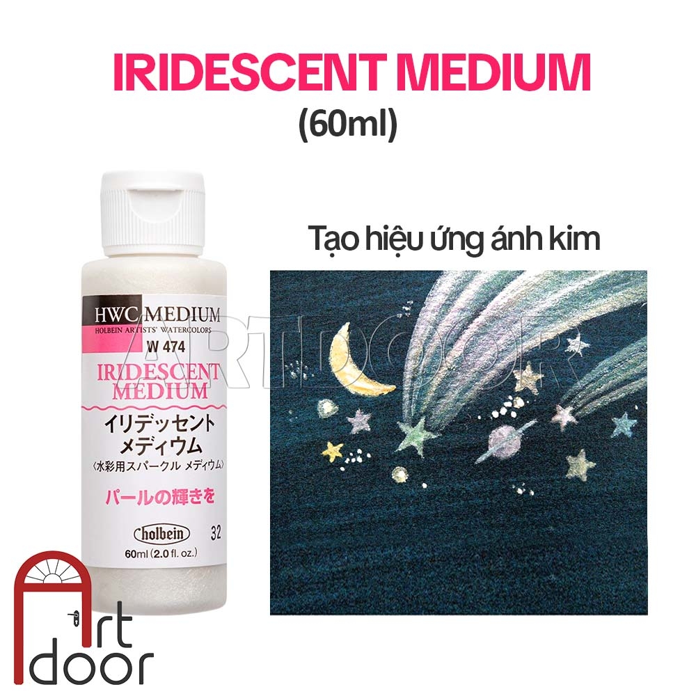 Dung môi màu Nước HOLBEIN tạo Nhũ, Trong, Mượt màu hơn (60ml)