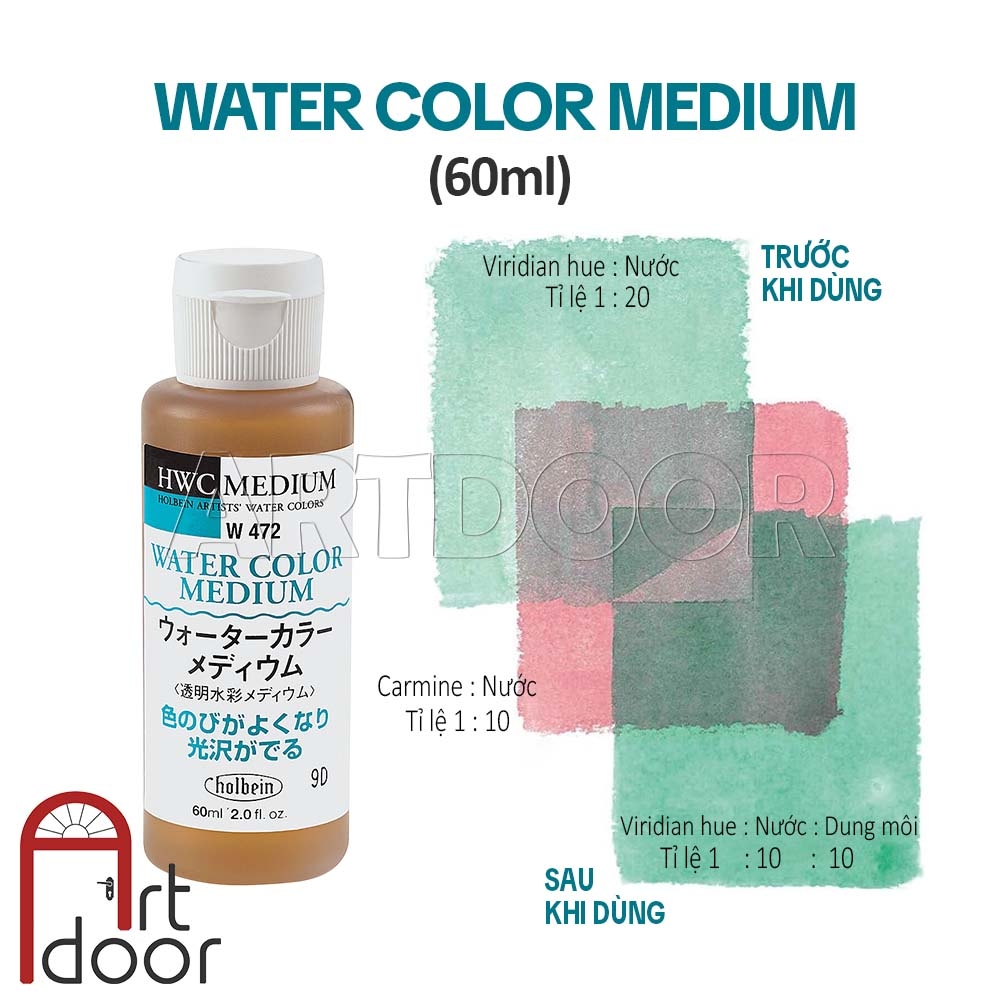 Dung môi màu Nước HOLBEIN tạo Nhũ, Trong, Mượt màu hơn (60ml)