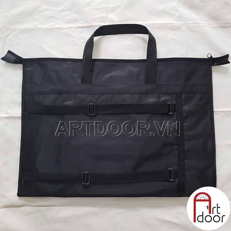 Túi cặp đựng giấy vẽ A3/ A2 vải đen hai ngăn