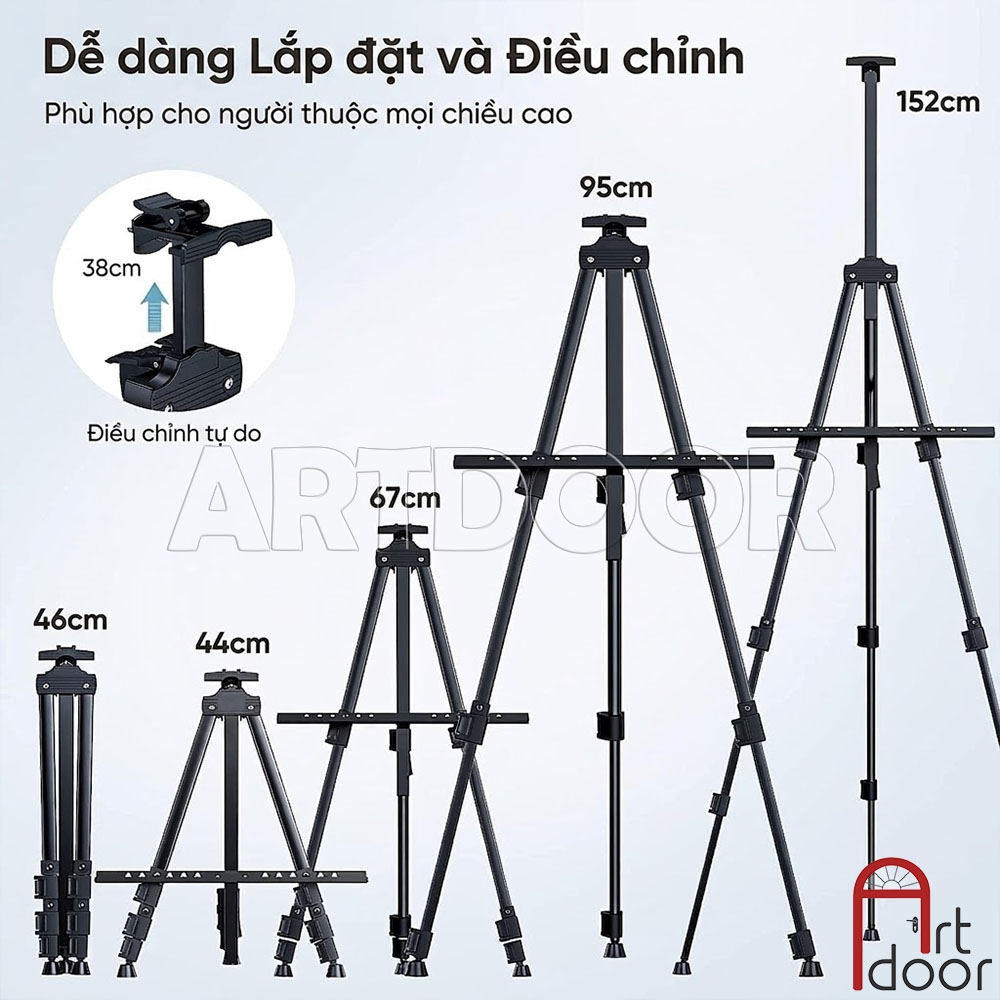 Giá vẽ vừa chân sắt sơn tĩnh điện có giá đỡ kèm túi (ET0301A)