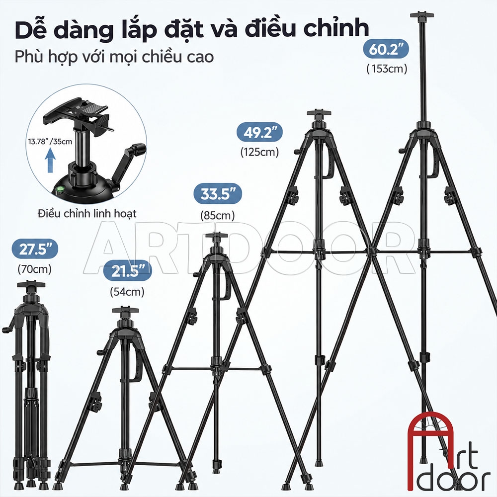 Giá vẽ vừa chân sắt sơn tĩnh điện có tay quay kèm túi (ET0301)