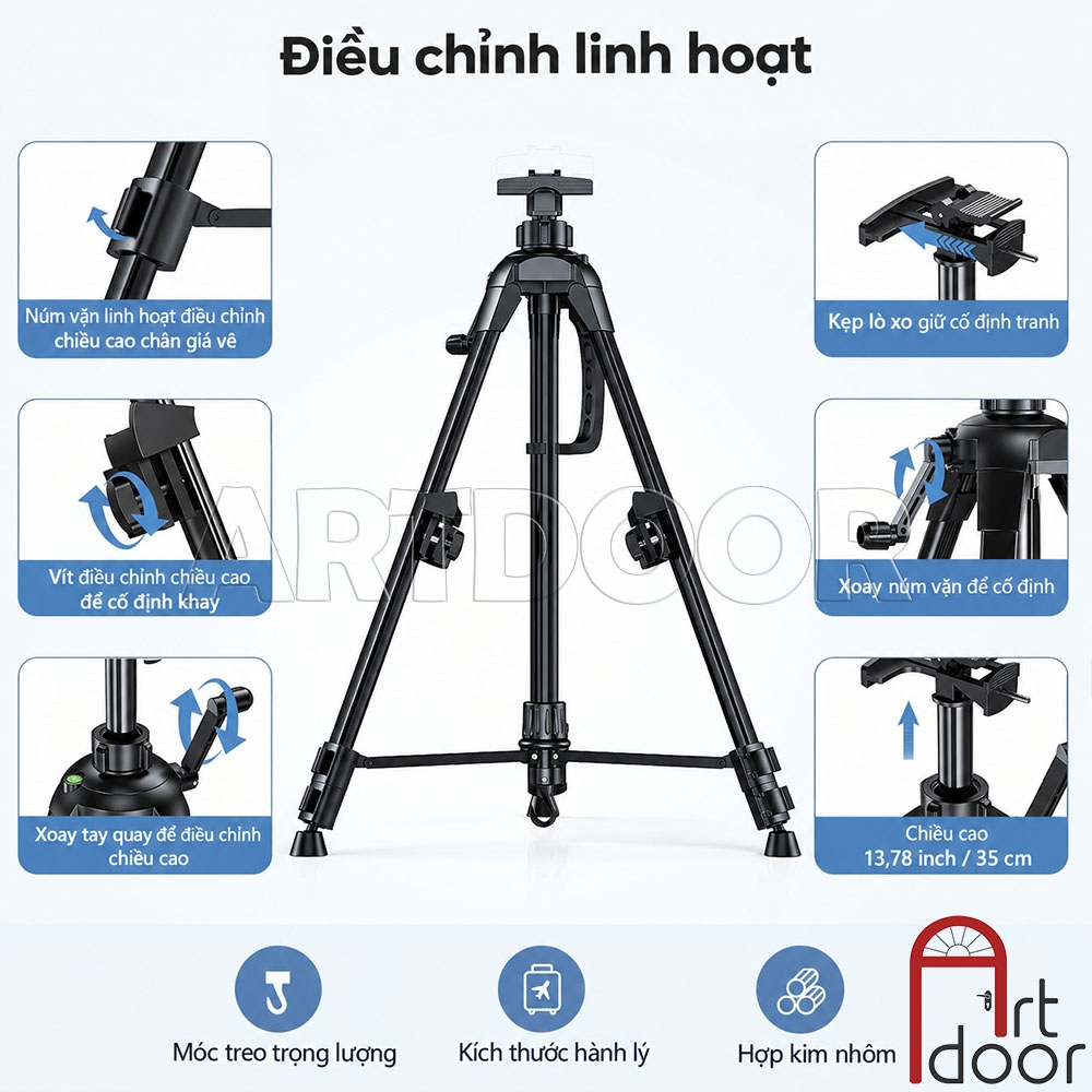 Giá vẽ vừa chân sắt sơn tĩnh điện có tay quay kèm túi (ET0301)