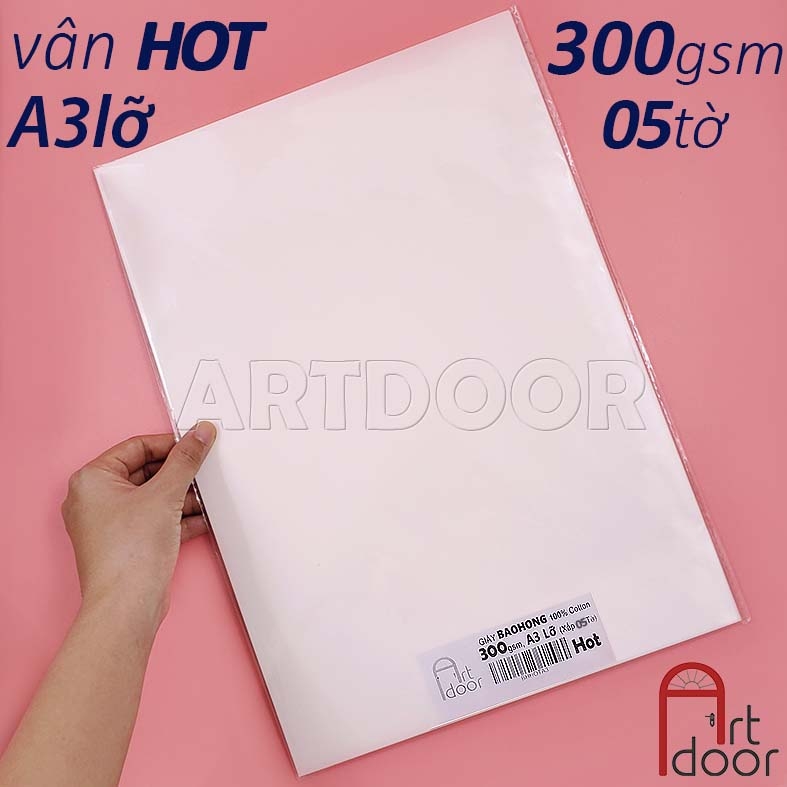 Giấy vẽ màu nước BAOHONG 100% Cotton dày 200~300gsm (vân mịn Hot)