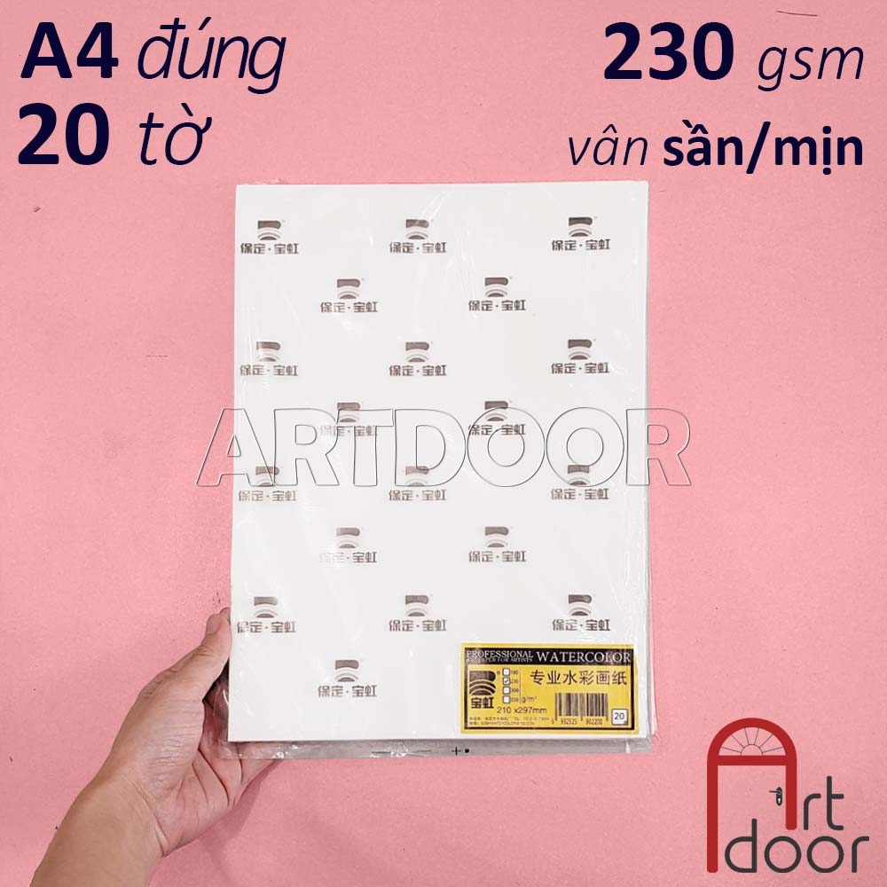 Giấy vẽ màu nước BAOHONG bột gỗ khổ Đúng dày 230~300gsm (vân nổi Rough)