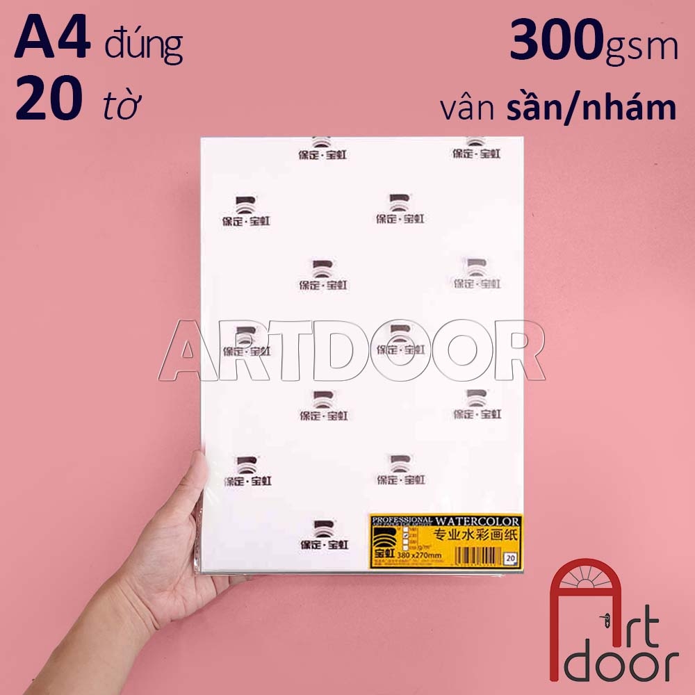 Giấy vẽ màu nước BAOHONG bột gỗ khổ Đúng dày 230~300gsm (vân nổi Rough)