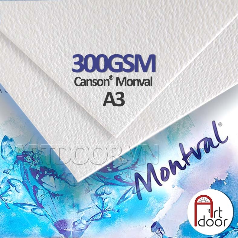Giấy vẽ màu nước CANSON Pháp A3 dày 224~300gsm (vân mịn/ nổi) - [HỎA TỐC HCM]