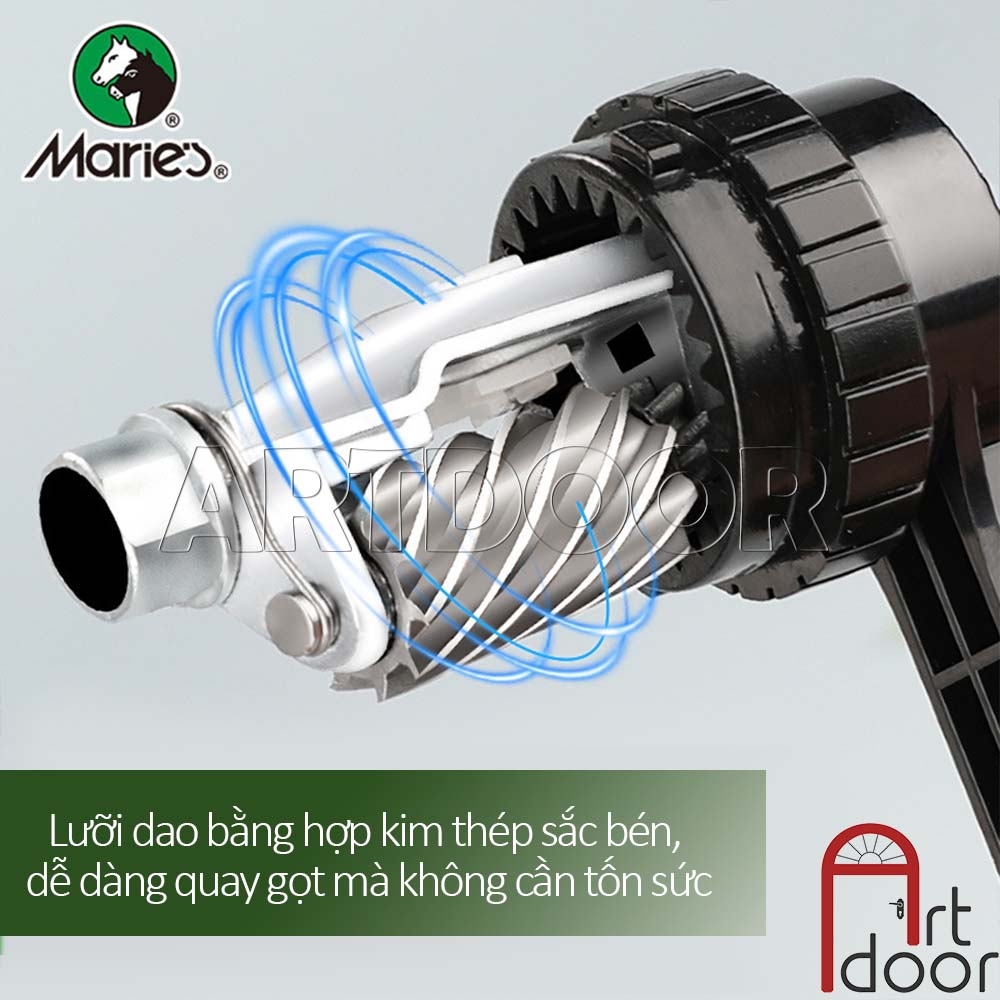 Gọt chuốt bút chì MARIES Sharpener có thể chuốt dài, quay bằng tay