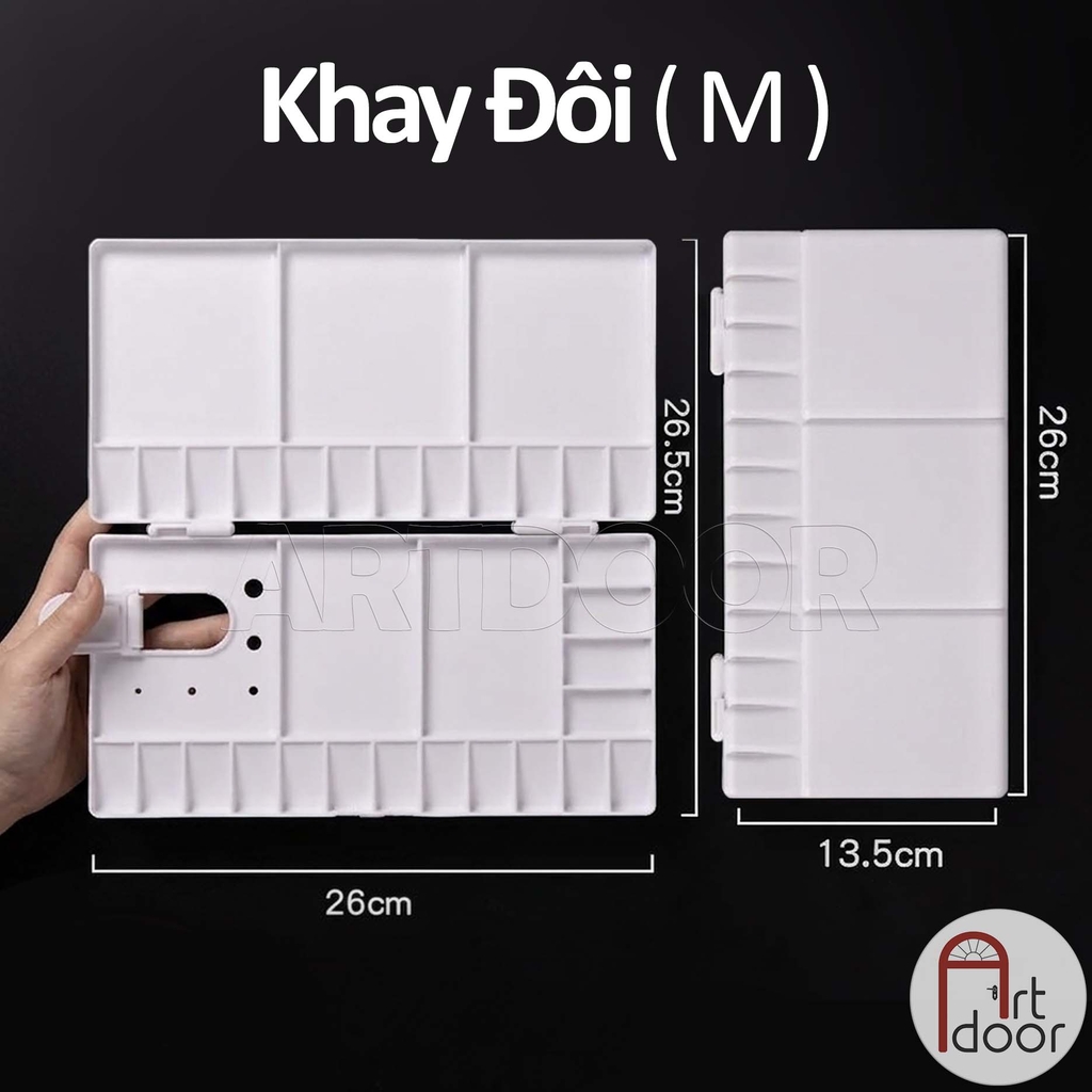 Khay pha màu (Nhiều Ngăn) học vẽ màu nước, poster, gouache, luyện thi trang trí màu