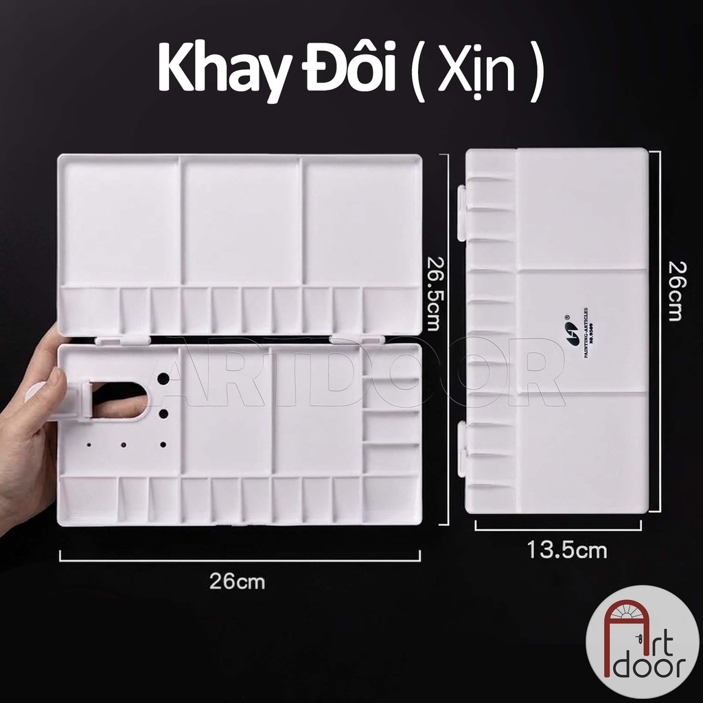 Khay pha màu (Nhiều Ngăn) học vẽ màu nước, poster, gouache, luyện thi trang trí màu