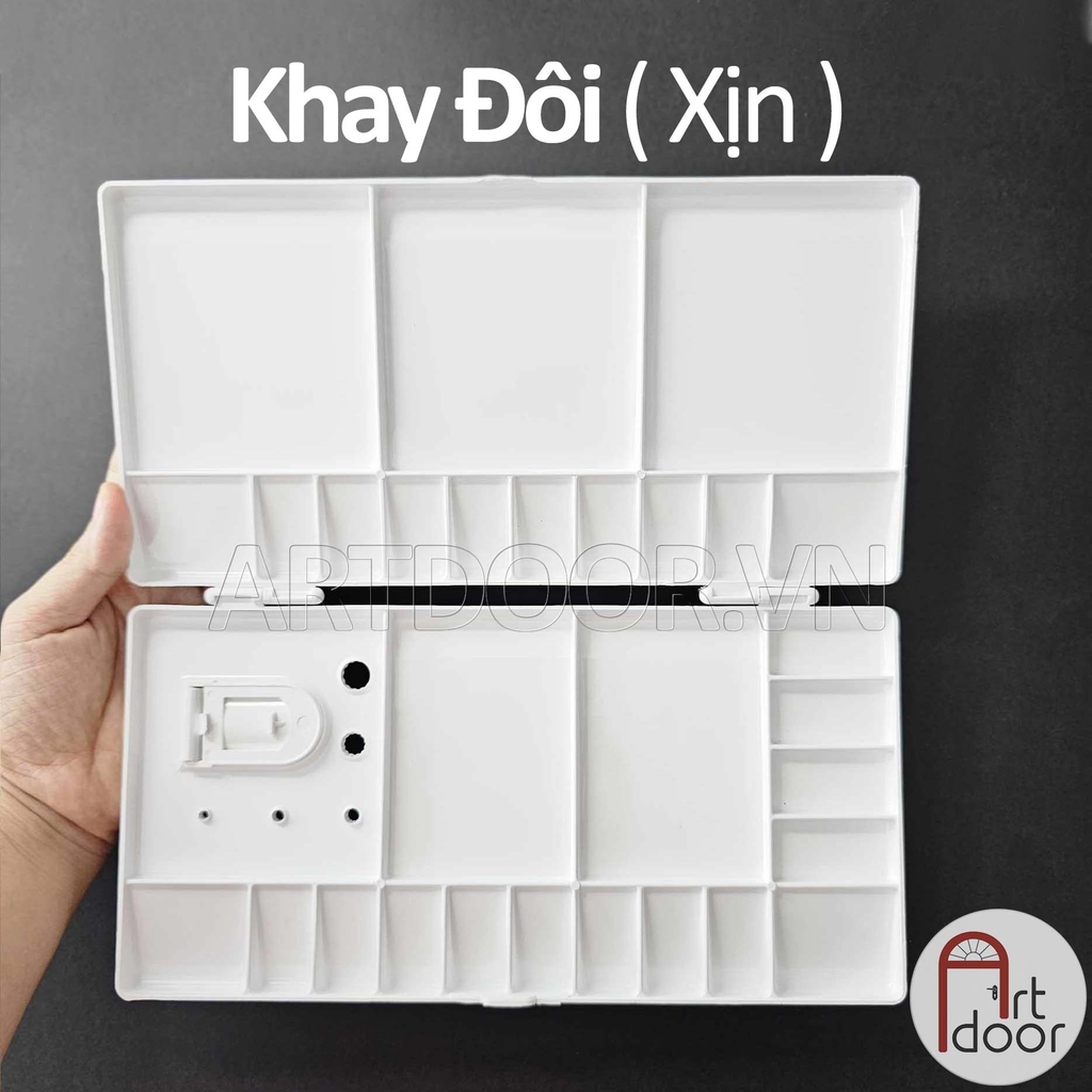 Khay Bảng pha màu (nhiều Ngăn) học vẽ trang trí màu nước, pentel poster, gouache