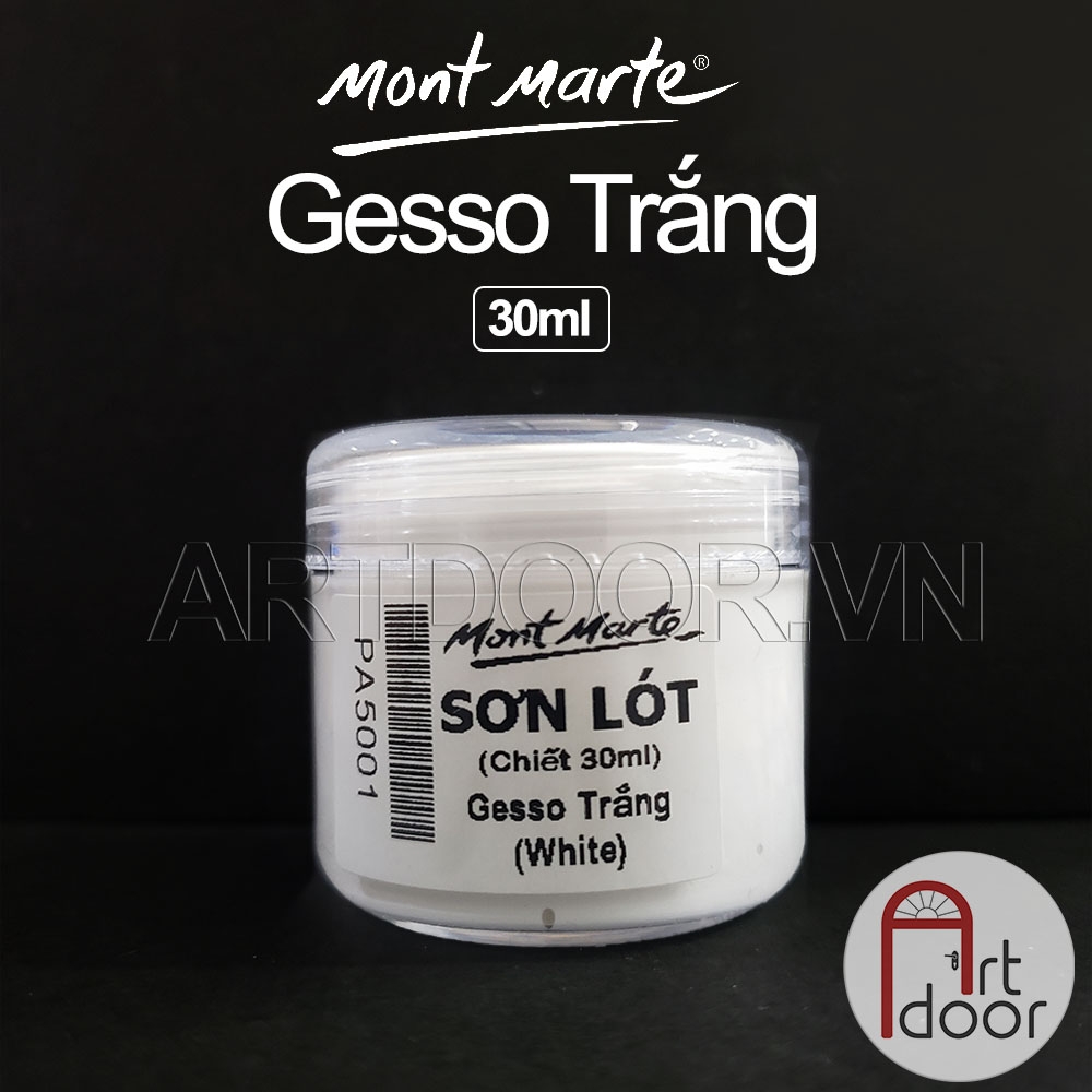 Sơn lót Acrylic MONT MARTE Gesso (chiết 30ml) giúp bám chắc, bền màu, dễ vẽ trên vải, nhựa, kính, gỗ, đá