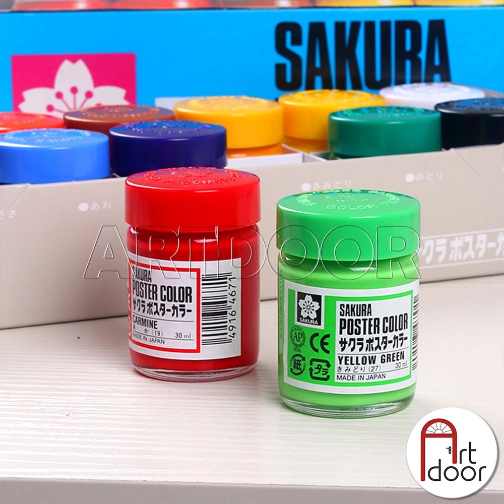 Bộ màu vẽ Poster SAKURA Postercolor Hũ 30ml (hộp giấy)