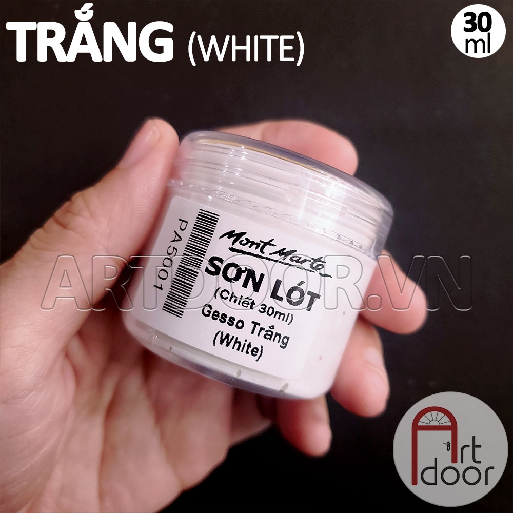 Sơn lót Acrylic MONT MARTE Gesso (chiết 30ml) giúp bám chắc, bền màu, dễ vẽ trên vải, nhựa, kính, gỗ, đá
