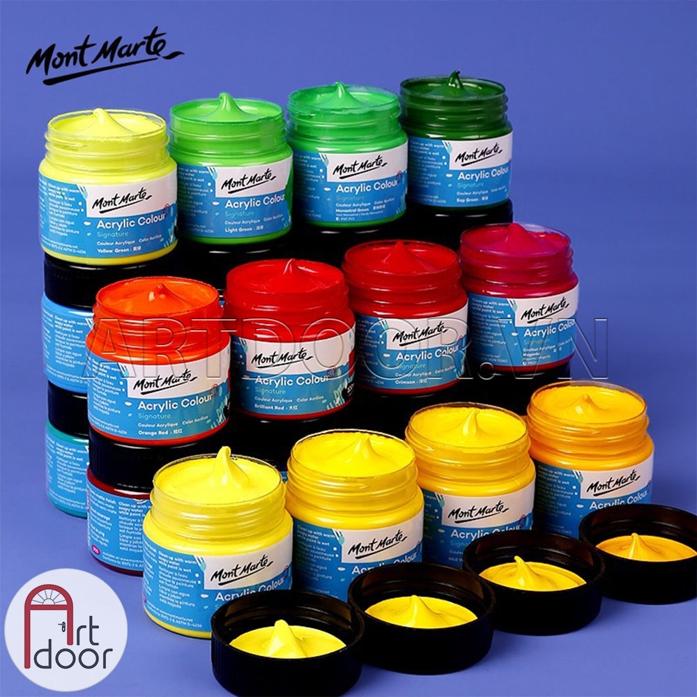 Màu vẽ Acrylic MONT MARTE Hũ (100ml) custom áo, vải, gỗ, kính, tô tượng, đất sét, số hóa