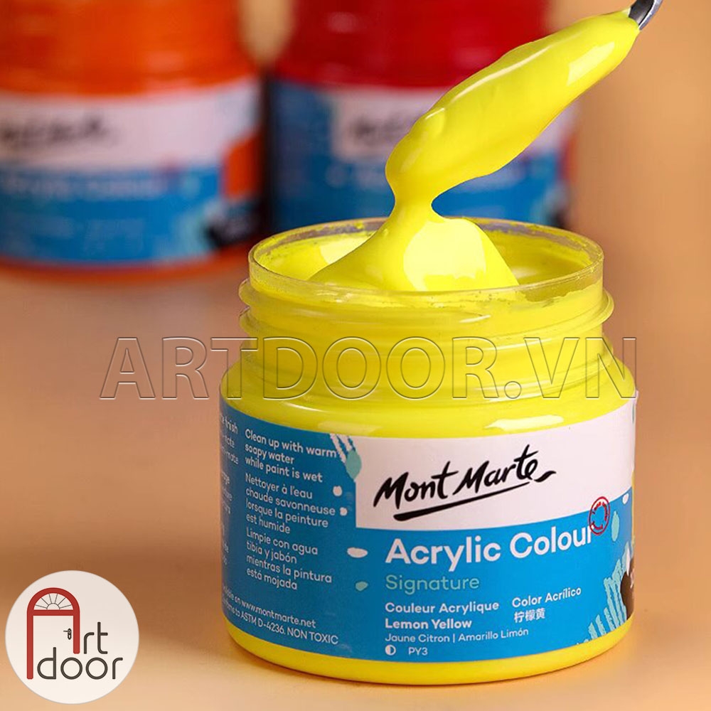 Màu vẽ Acrylic MONT MARTE Hũ (100ml) custom áo, vải, gỗ, kính, tô tượng, đất sét, số hóa
