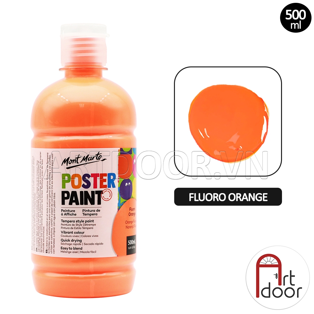 Màu vẽ Poster Paint MONT MARTE Hũ (500ml) luyện thi vẽ trang trí màu, học vẽ, tô tượng