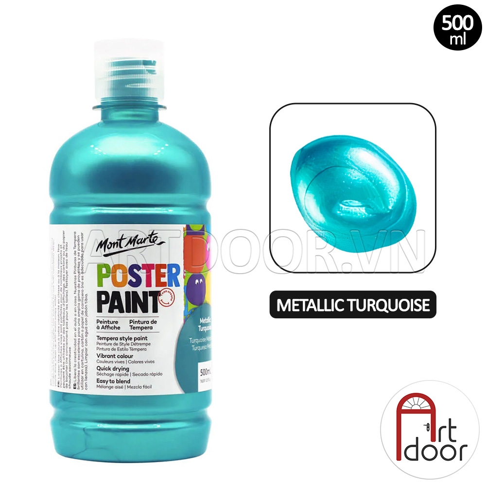 Màu vẽ Poster Paint MONT MARTE Hũ (500ml) luyện thi vẽ trang trí màu, học vẽ, tô tượng