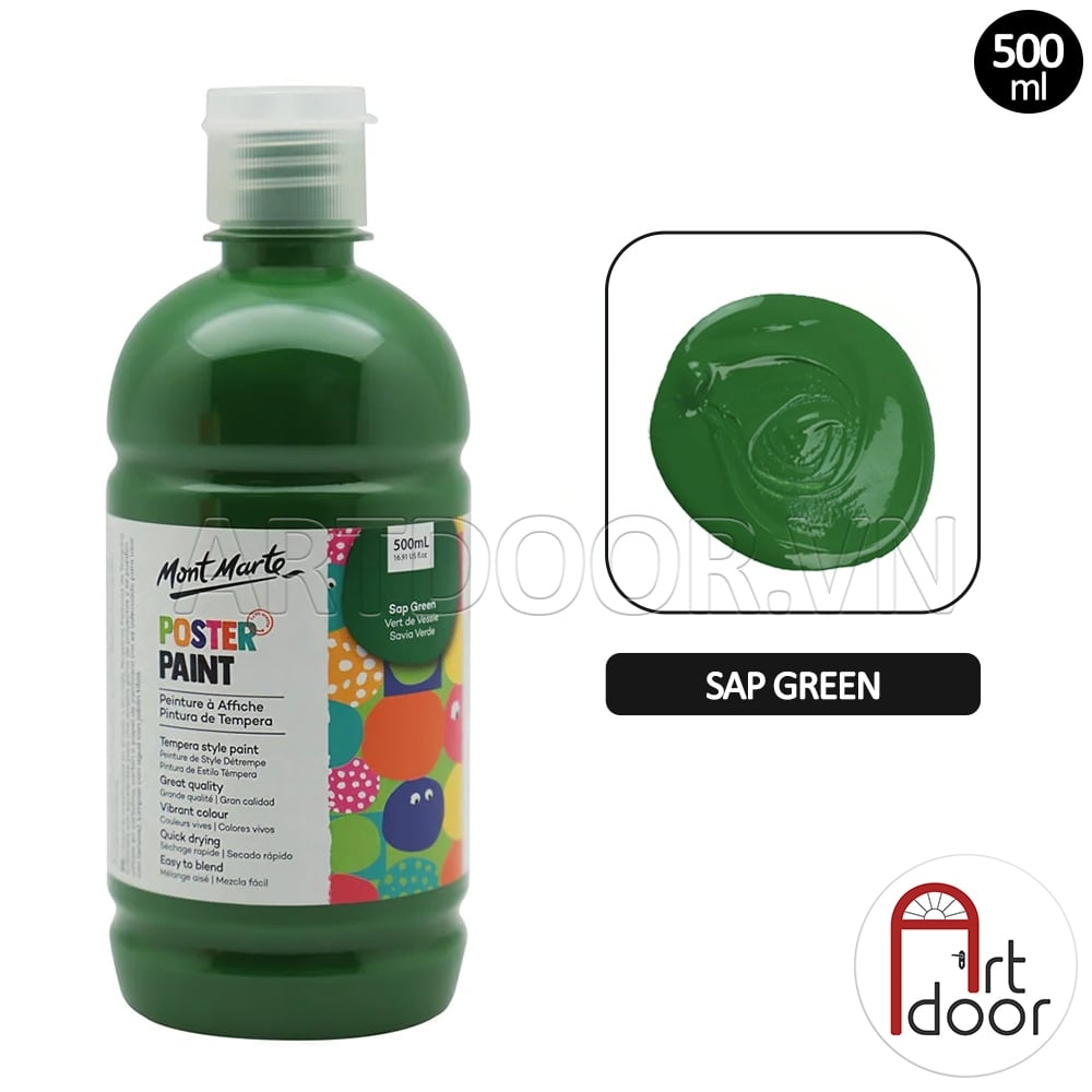 Màu vẽ Poster Paint MONT MARTE Hũ (500ml) luyện thi vẽ trang trí màu, học vẽ, tô tượng