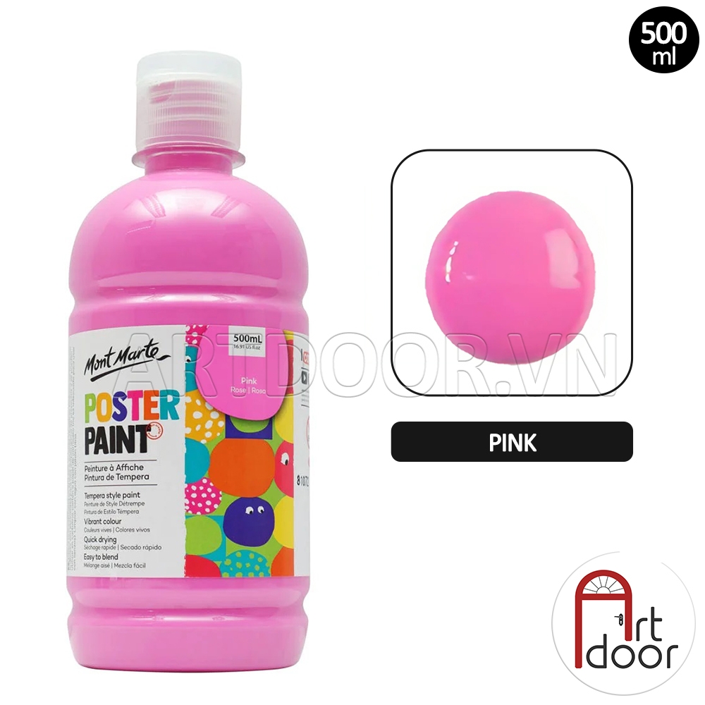 Màu vẽ Poster Paint MONT MARTE Hũ (500ml) luyện thi vẽ trang trí màu, học vẽ, tô tượng