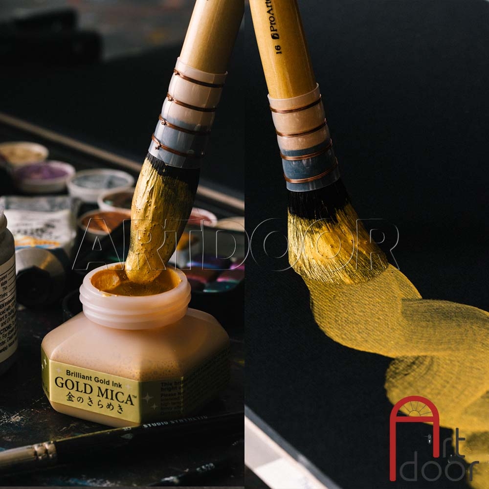 Mực vẽ Manga KURETAKE Mica Gold (60ml) nhũ vàng ánh kim