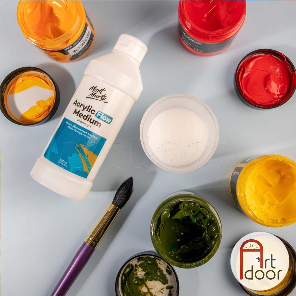 Pha loãng màu Acrylic MONT MARTE Flow (Chai Lớn 500ml) khắc phục màu khô đặc, làm lỏng mướt màu