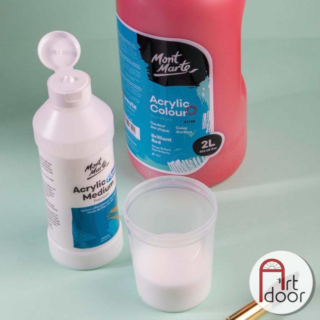 Pha loãng màu Acrylic MONT MARTE Flow (Chai Lớn 500ml) khắc phục màu khô đặc, làm lỏng mướt màu