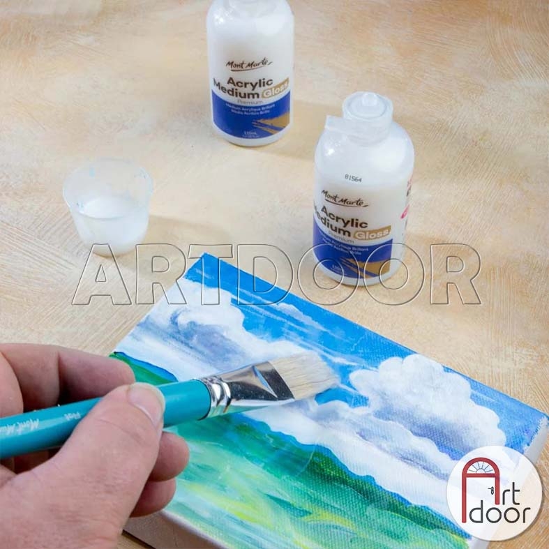 Phủ Bóng Acrylic MONT MARTE chống nước (Chai Lớn) phủ lì trên vải, đất sét, tô tượng, kính, gỗ, đá