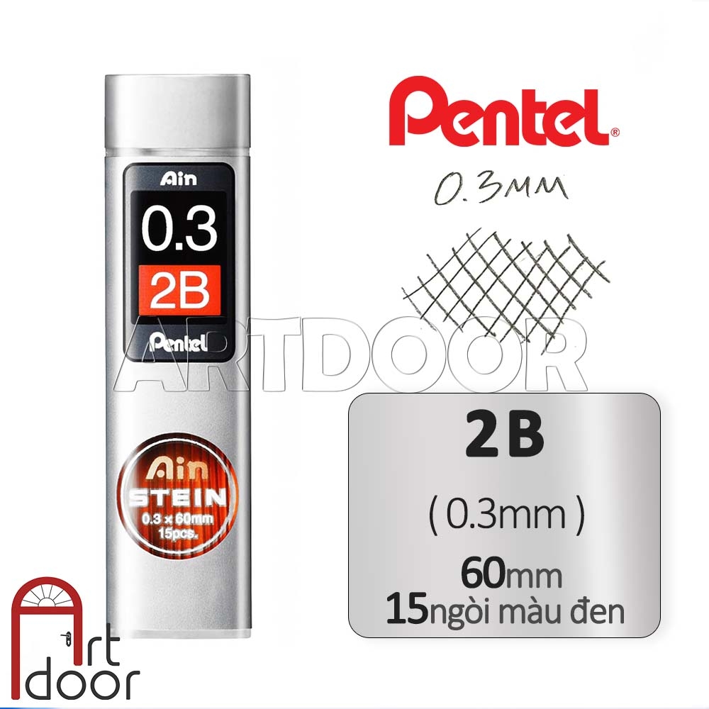 Ruột ngòi chì bấm PENTEL Ain Stein siêu cứng 2B (đủ size)