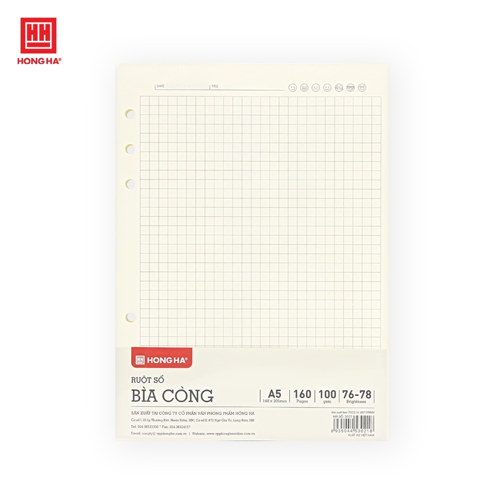 Sổ Caro luyện viết chữ HỒNG HÀ Subject dạng bìa Còng mỏng 100gsm