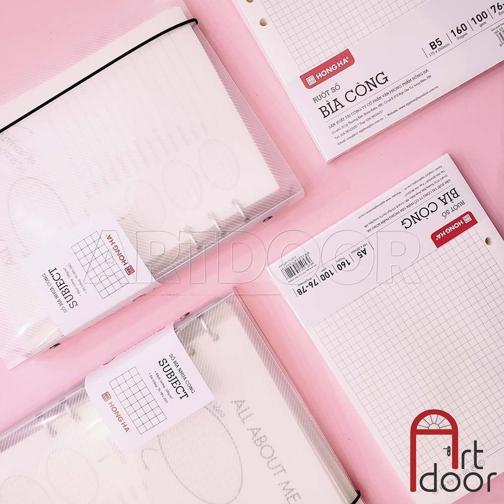 Sổ Caro luyện viết chữ HỒNG HÀ Subject dạng bìa Còng mỏng 100gsm