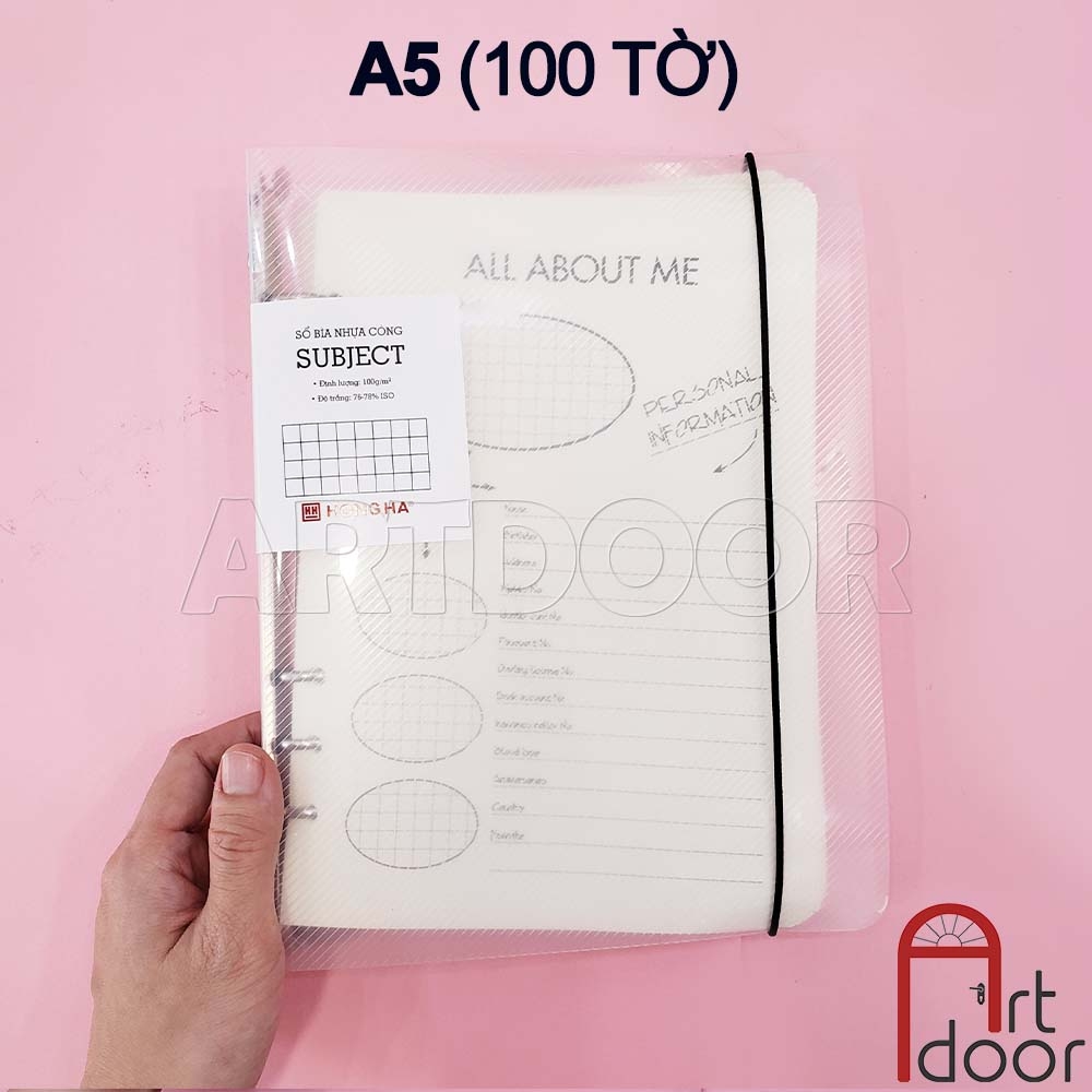 Sổ Caro luyện viết chữ HỒNG HÀ Subject dạng bìa Còng mỏng 100gsm