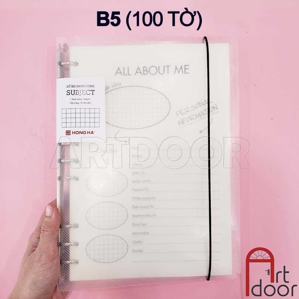Sổ Caro luyện viết chữ HỒNG HÀ Subject dạng bìa Còng mỏng 100gsm