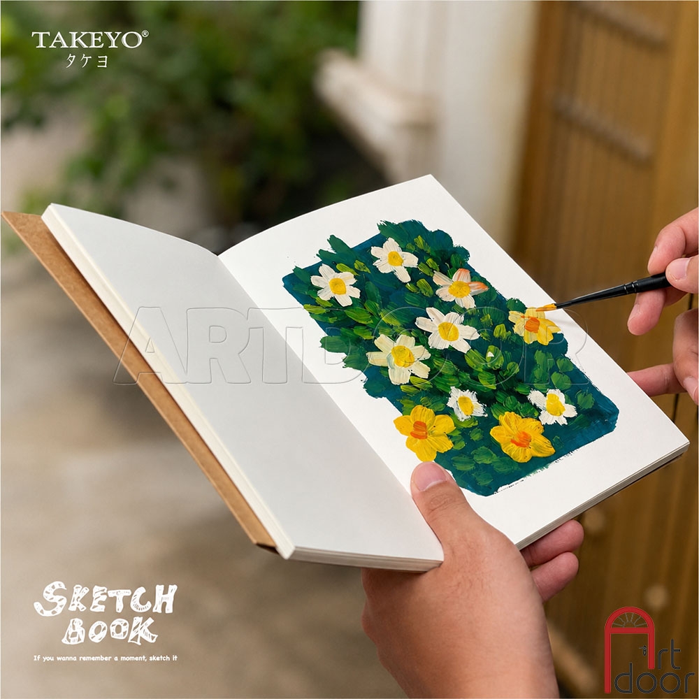 Sổ vẽ chì TAKEYO Remember Sketchbook may gáy mỏng 100gsm (vân mịn)