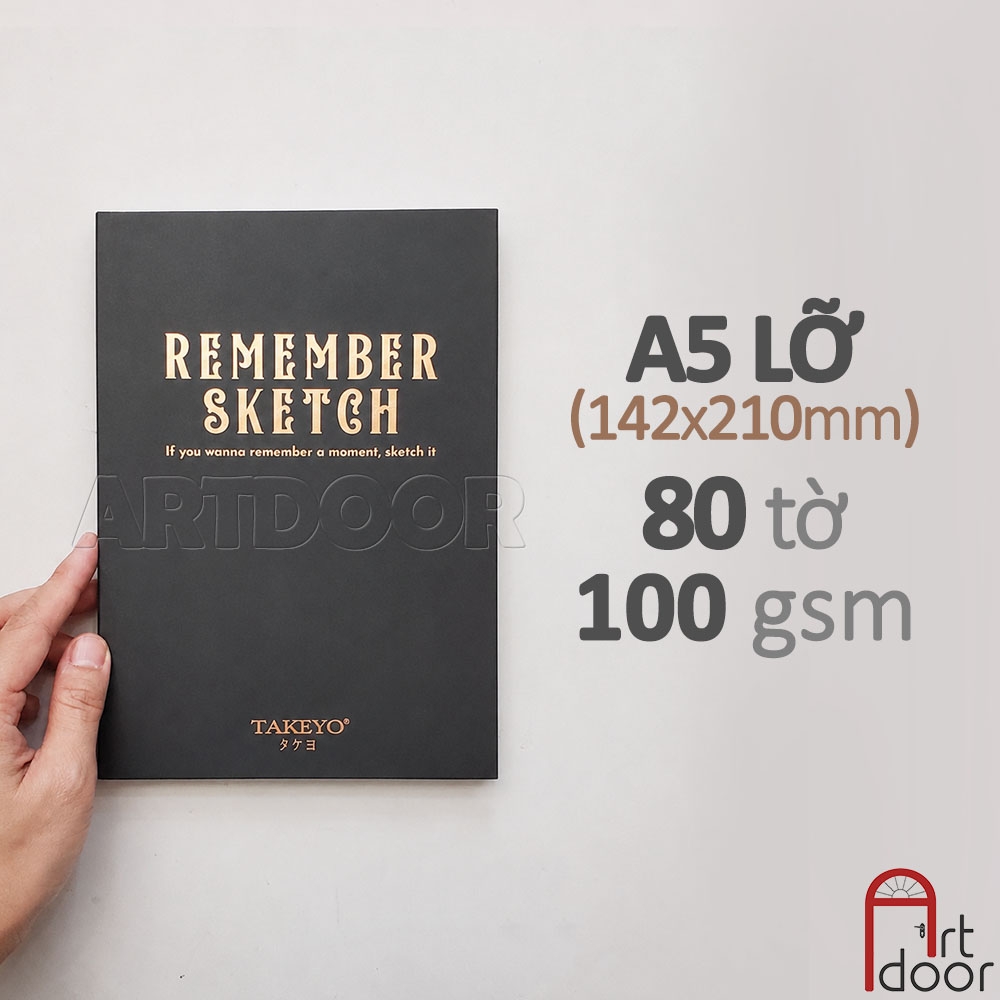 Sổ vẽ chì TAKEYO Remember Sketchbook may gáy mỏng 100gsm (vân mịn)
