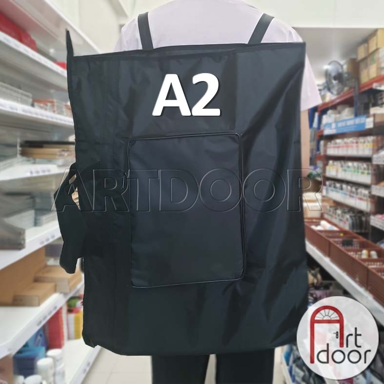 Túi cặp đựng giấy vẽ A3/ A2/ A1 vải đen hai ngăn