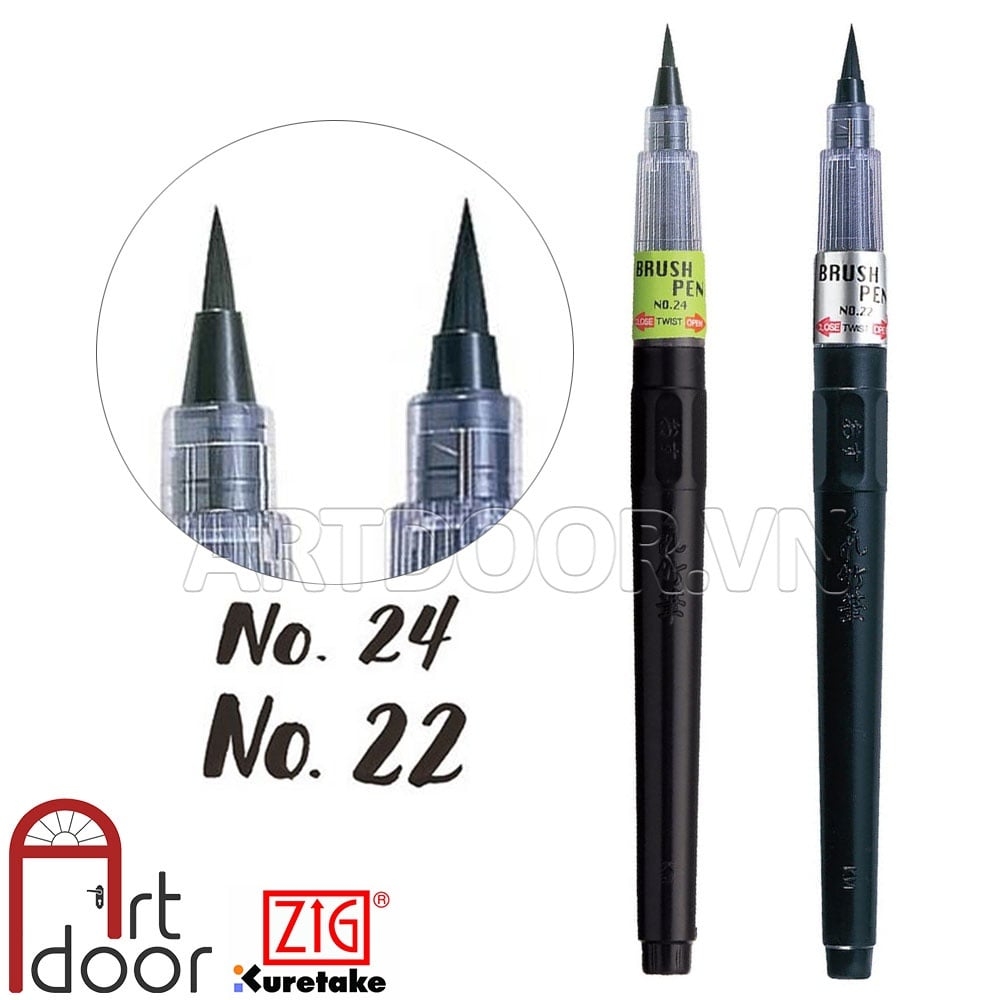 Bút đi nét Đen KURETAKE Zig Brush Manga đầu cọ mềm