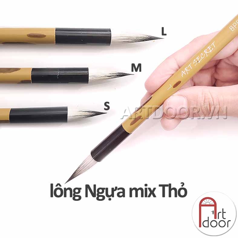 Cọ vẽ đầu Tròn thư pháp ART SECRET lông Ngựa Thỏ (BPR04) - [xả kho]
