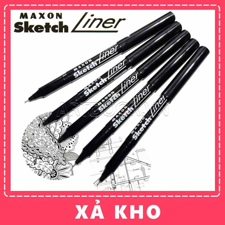 Bút line kháng nước Đen MAXON Sketch (cây lẻ) - 0.1 - [xả kho]