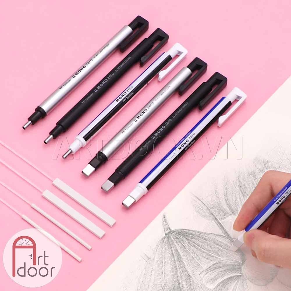 Bút gôm tẩy chì TOMBOW Mono Zero (Tròn/ Dẹt) cao cấp tẩy sạch chi tiết siêu nhỏ