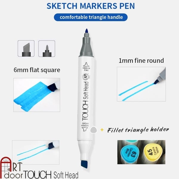 Bút Marker TOUCH SOFT HEAD hai đầu cây lẻ (full) - [xả kho]