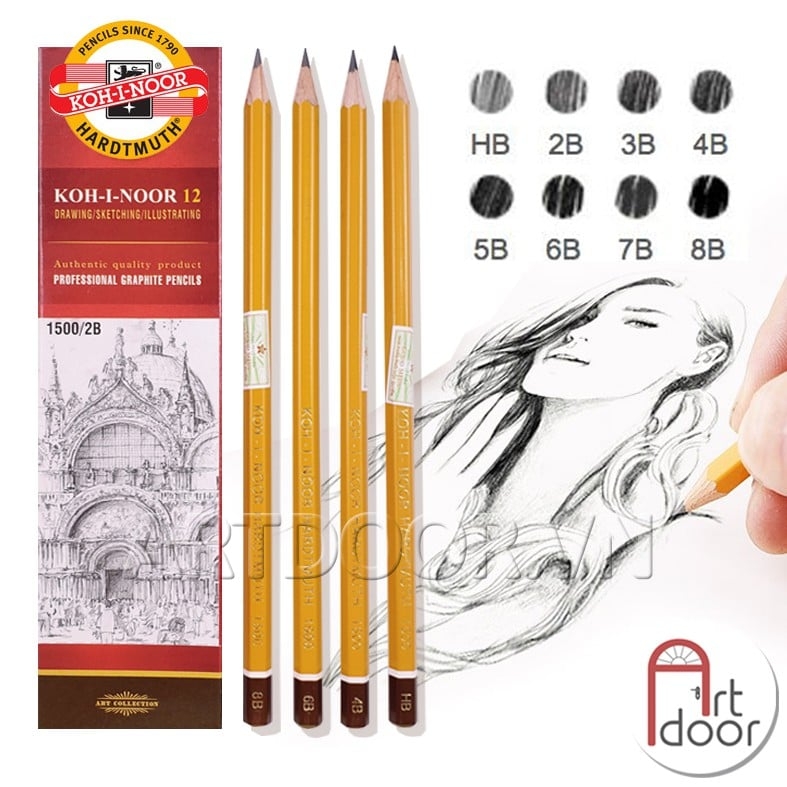 Bút chì phác thảo KOH I NOOR vẽ người, đầu tượng, tĩnh vật, luyện thi hình họa
