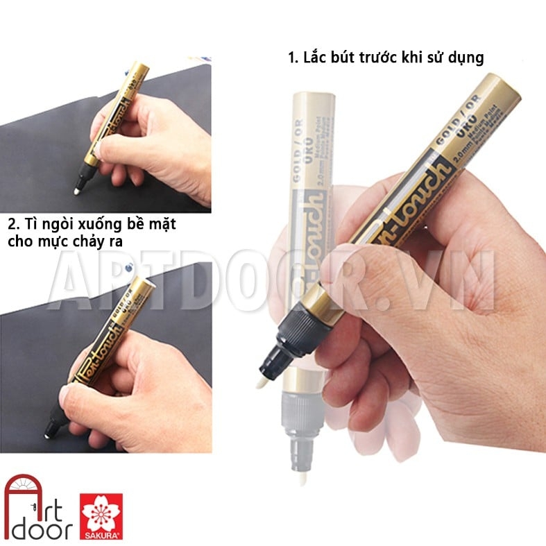 Bút sơn Acrylic SAKURA Pentouch lâu phai (hàng Nhật) vẽ vải, nhựa, kính, gỗ, đá, sứ, làm thiệp