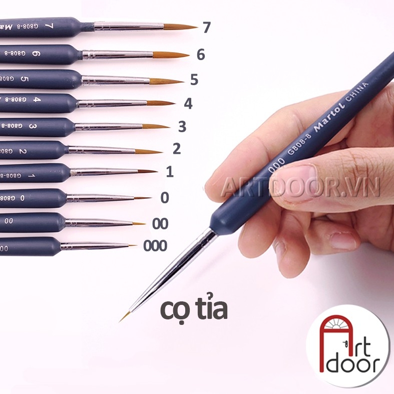 Cọ vẽ đầu Tròn MARIES Martol hàng chính hãng có in logo - [xả kho]