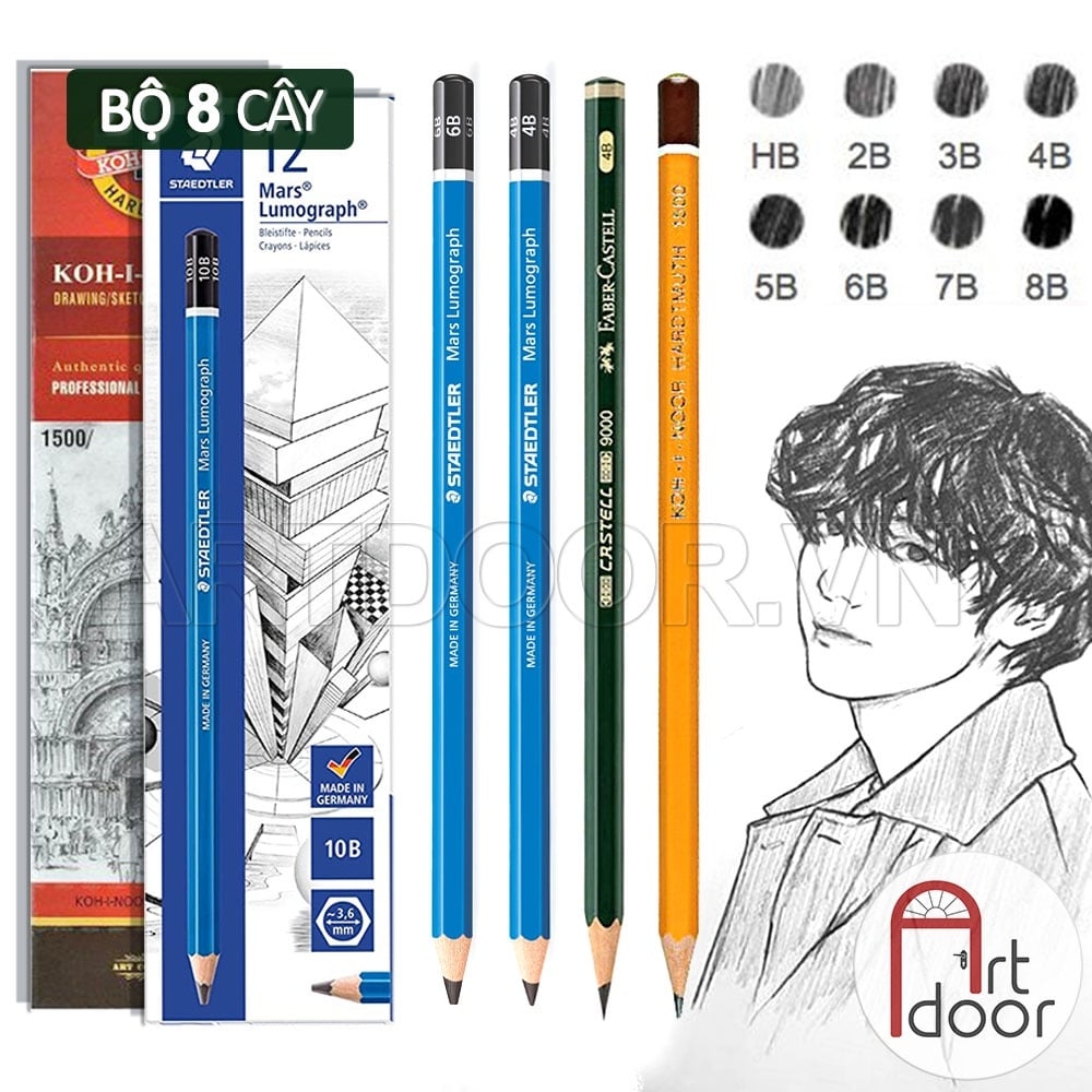 Bộ bút chì phác thảo KOH/ FABER/ STAEDTLER trọn bộ (hộp giấy)