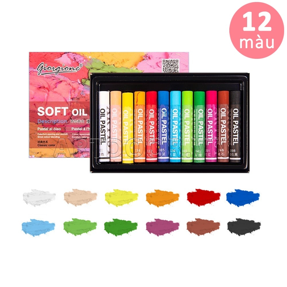 Bộ màu vẽ Sáp Dầu GIORGIONE Soft Oil Pastel mềm đắp nổi (hộp giấy)