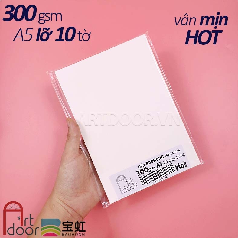 Giấy vẽ màu nước BAOHONG 100% Cotton dày 200~300gsm (vân mịn Hot)